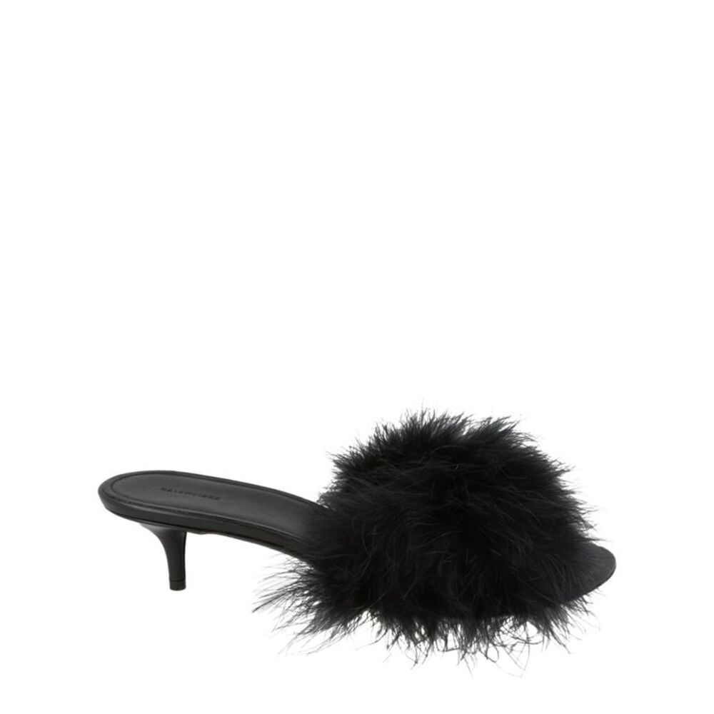 Balenciaga Boudoir Feather Sandals Black Womens